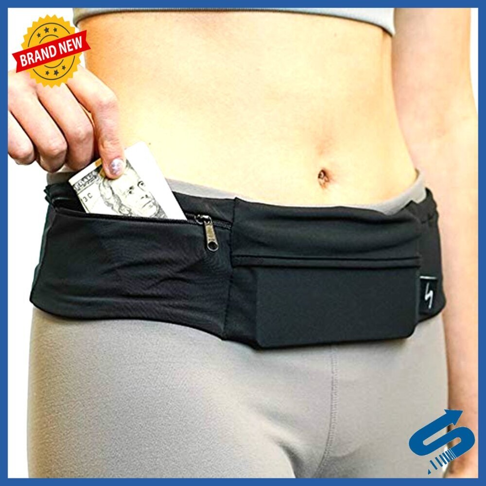 Adjustable Running Belt Waist Pack 3 Pocket Sweat Resistant Phone Holder - Picture 2 of 6